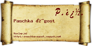 Paschka Ágost névjegykártya